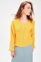 Trendyol Mustard V Collar Knits Detailed Knitwear Sweater galéria