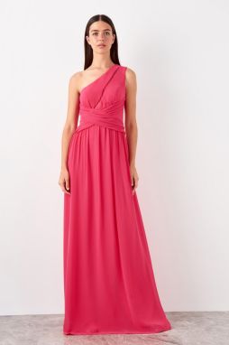 Trendyol Fuchsia Lace Drop Collar Detailed Evening Dress