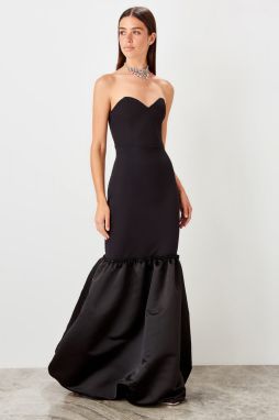 Trendyol Black Satin Detailed Evening Dress
