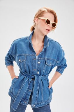 Trendyol Blue Binding Detailed Denim Jacket