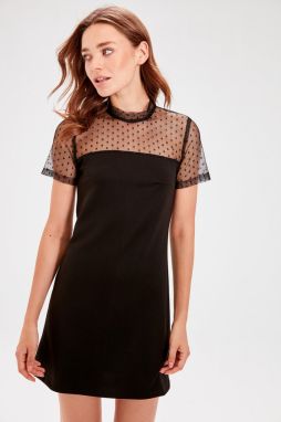 Trendyol Black Tulle Detailed Knitted Dress