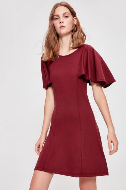 Trendyol Burgundy Sleeves Detailed Knitted Dress