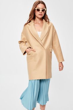 Trendyol Beige Oversize Woolly Cachet Coat