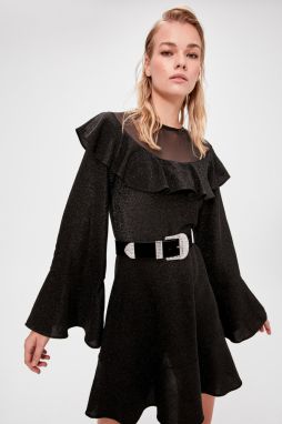 Trendyol Black Flywheel Glitter Knitted Dress