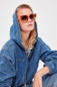 Trendyol Blue Hooded Bomber Denim Jacket galéria