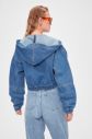 Trendyol Blue Hooded Bomber Denim Jacket galéria