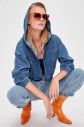 Trendyol Blue Hooded Bomber Denim Jacket galéria