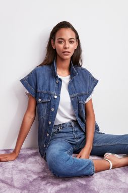 Trendyol Blue Oversize Denim Vest