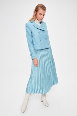Trendyol Blue Button Off Short Cashmere Coat