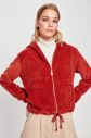 Trendyol Cinnamon Hooded Velvet Coat galéria