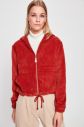 Trendyol Cinnamon Hooded Velvet Coat galéria