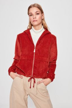 Trendyol Cinnamon Hooded Velvet Coat