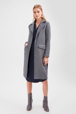 Trendyol Dark Blue Front Goose Foot Patterned Back Straight Dark Blue Cachet Kaban