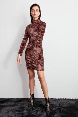 Trendyol Brown Zebra Patterned Knitted Dress