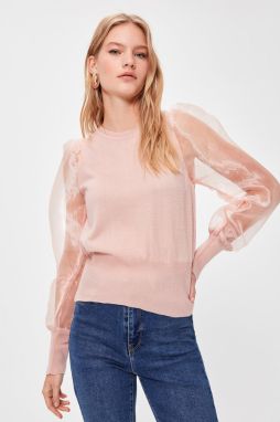 Trendyol Powder Arm Organza Detailed Knitwear Sweater