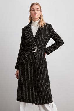 Trendyol Black Long Metal Buckle Belt Edging Coat