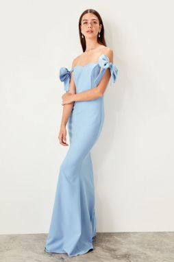 Trendyol Blue Bow detailed evening dress