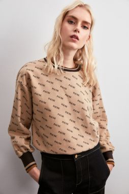 Trendyol Camel Printed Knitted Sweatshirt