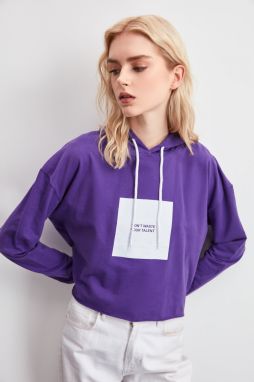 Trendyol Purple Printed Knitted Sweatshirt