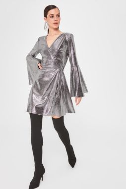 Trendyol Silver Glossy Anvelop Dress