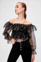 Trendyol Black Carmen Collar Organza Blouse galéria
