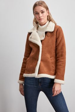 Trendyol Camel in Furry Suede Coat