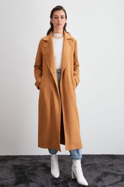 Trendyol Camel Kase Button Woolly Coat