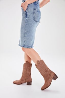 Trendyol Beige Suede Women's Boots