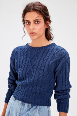 Trendyol Indigo Braided Knitwear Sweater