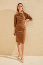 Trendyol Brown Kayak Collar Dress galéria