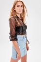 Trendyol Black Binding Detailed Organza Crop Blouse galéria
