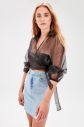 Trendyol Black Binding Detailed Organza Crop Blouse galéria