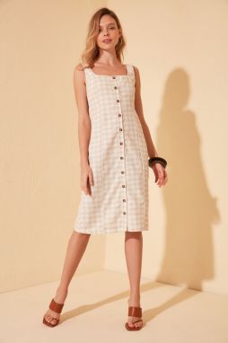Trendyol Ekru Button Dress