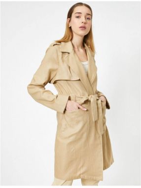 Koton Pocket Detailed Waist Tie Long Sleeve Trench Coat