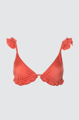 Trendyol Rose Dry Frilled Bikini Top