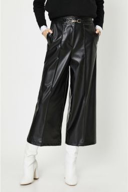 Koton Women's Black Leather Pants