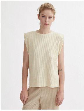 Koton Women's Ecru Padded Crew Neck Sleeveless T-Shirt
