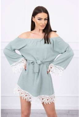 Dress with lace tied at the waist mint