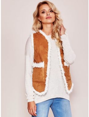 Brown vest with faux fur