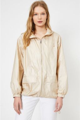 Koton Women's Ecru Hooded Pocket Detailed Raincoat