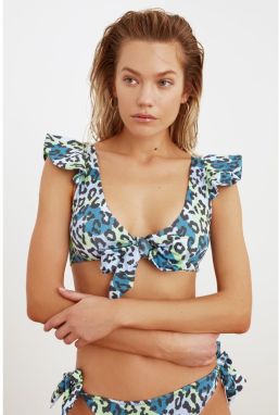 Trendyol Colorful Leopard Pattern Lace Detailed Bikini Top