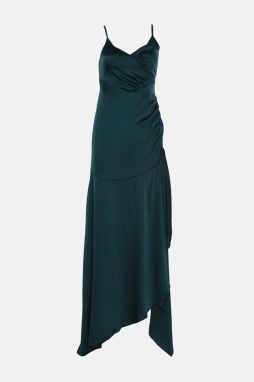 Trendyol Petrol Flounce Satin Evening Dress & Graduation Gown