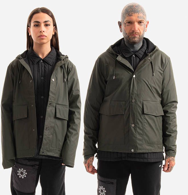 Rains Short Hooded Coat 18260 GREEN