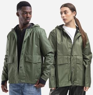 Rains Short Hooded Coat 18260 EVERGREEN