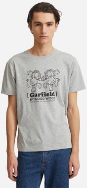 Pánske tričko Wood Wood X Garfield Ace tričko Double Trouble 30045701-2222 Sivá melírovaná