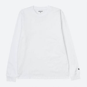 Carhartt WIP Longsleeve Base T-Shirt I026265 WHITE/BLACK galéria