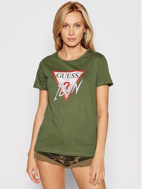 Guess Tričko Icon W1YI0Y I3Z00 Zelená Regular Fit