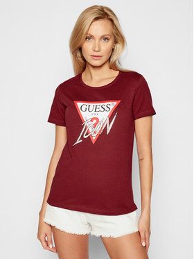 Guess Tričko Icon W1YI0Y I3Z00 Bordová Regular Fit