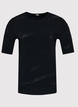 KARL LAGERFELD Blúzka All-Over Logo 215W2000 Čierna Regular Fit