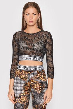 Versace Jeans Couture Blúzka Logo 71HAH229 Čierna Slim Fit